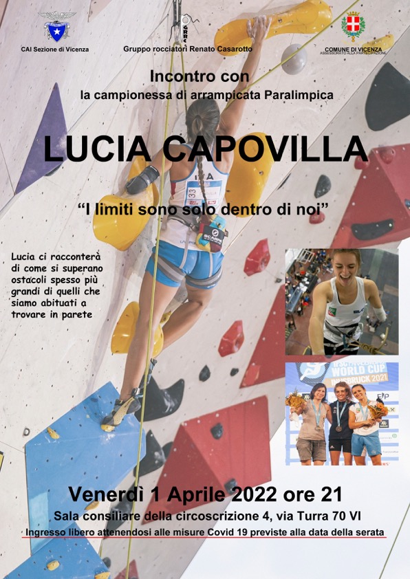 2022年4月1日21時にVicenzaのCAIで行われるLucia Capovillaとのイベントのポスター