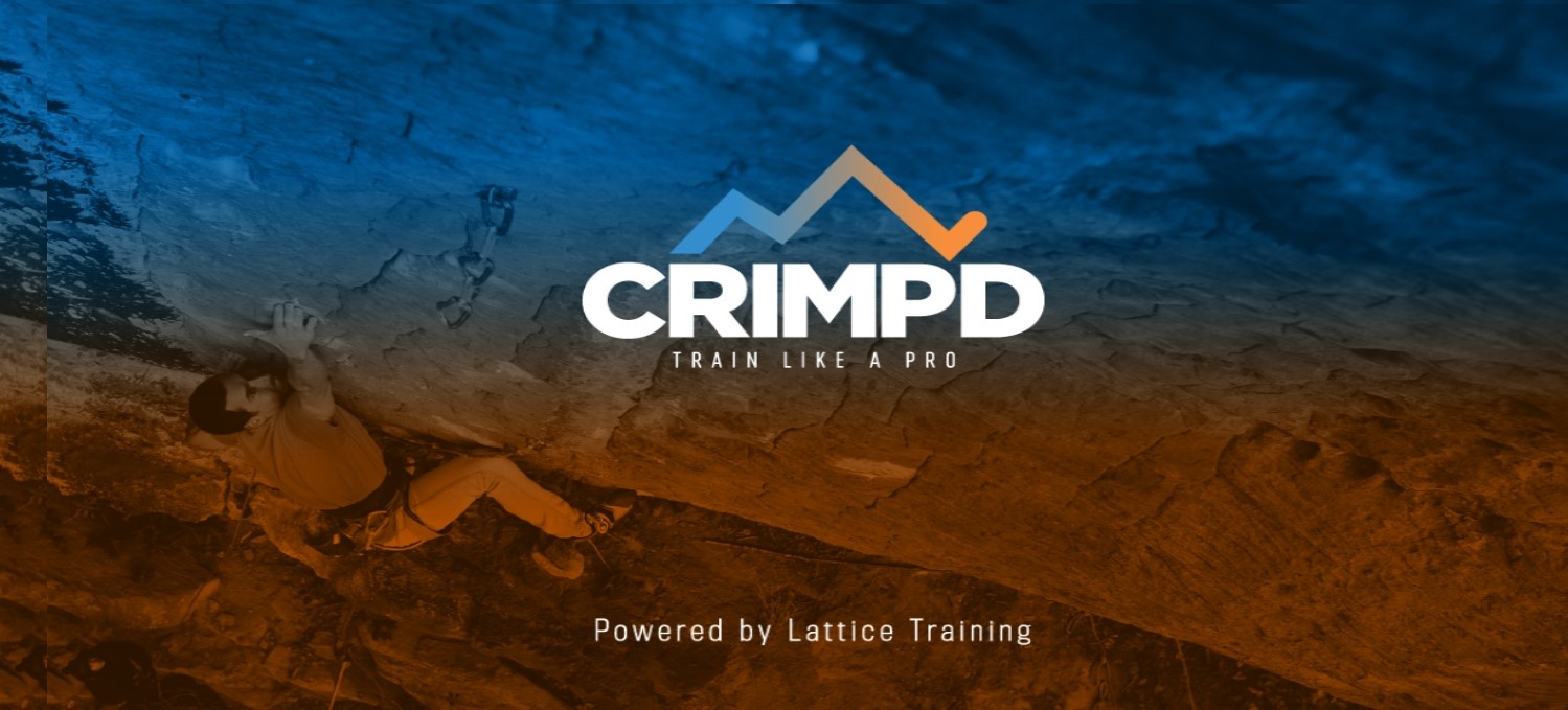クライマーとLattice Trainingのロゴを示す2023年のCrimpd宣伝画像