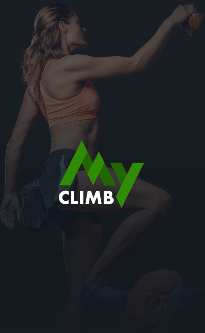 クライマーとアプリのロゴを示す過去のMyClimb宣伝画像
