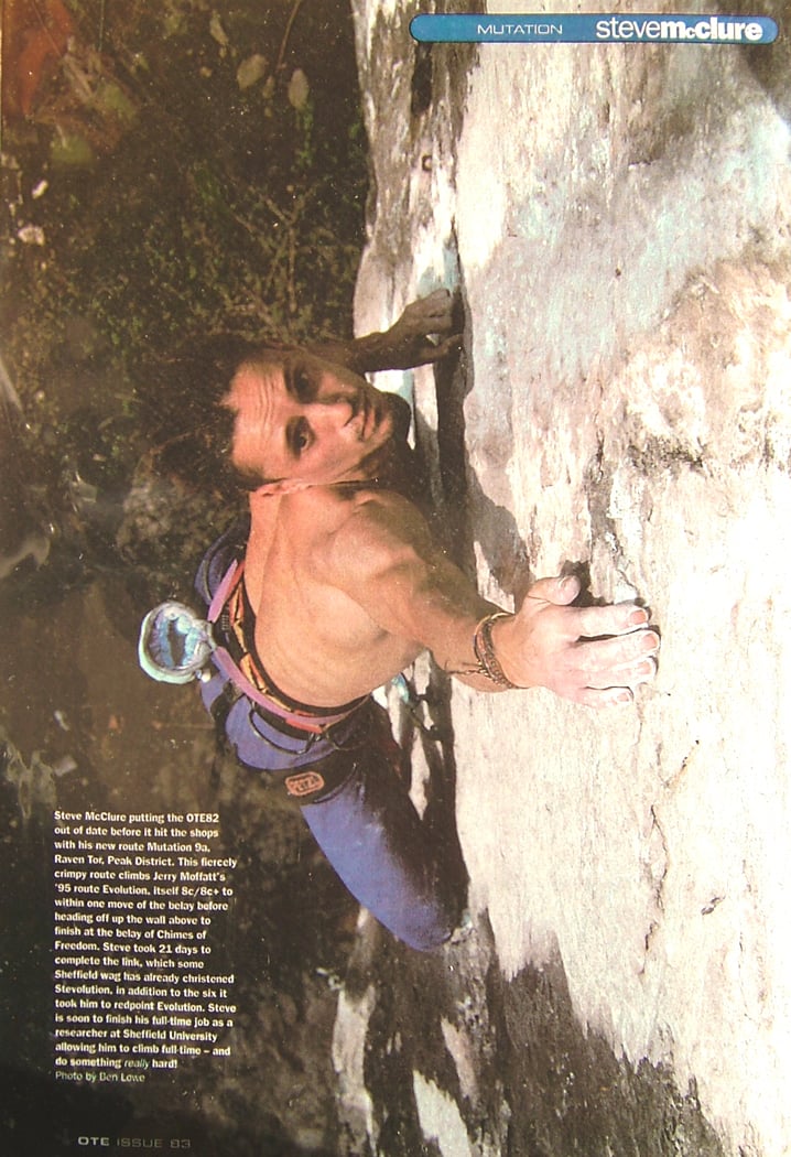 Mutationの最後のムーブを登るSteve McClure