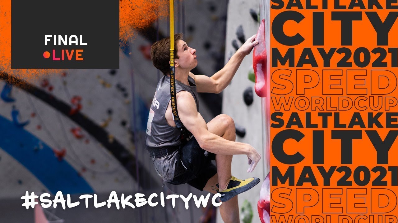 2021年5月のSalt Lake Cityスピード・ワールドカップ決勝のグラフィック。壁を登る選手が写っている。