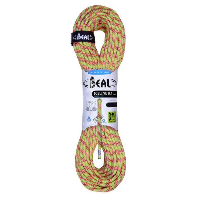Beal Ice Line 8.1 mm Unicore Golden Dry クライミング用ハーフロープ