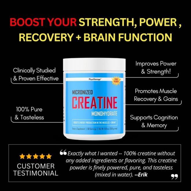 PhysiVantage Pure Creatine Monohydrate Powder creatina monoidrato