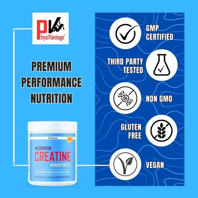 PhysiVantage Pure Creatine Monohydrate Powder creatina monoidrato