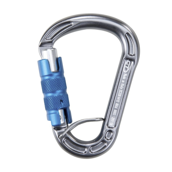 Petzl Neox アシストロック付きビレイデバイスとクライミングカラビナ