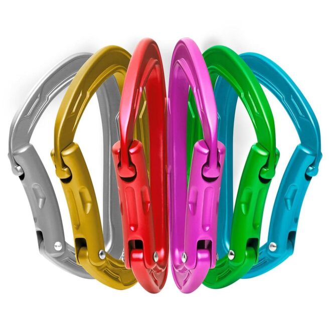 Edelrid Mission Sixpack 6個のカラフルなクライミングカラビナセット 曲がったレバー