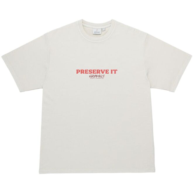 Gramicci Footprints Tee Pigment Dyed メンズ半袖Tシャツ