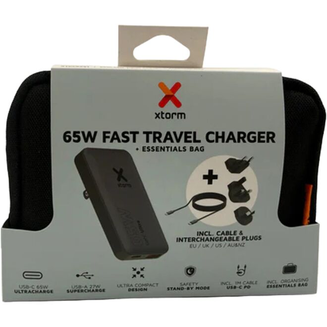 Xtorm 65Wファストトラベルチャージャー + ケーブル + エッセンシャルバッグ ポータブルチャージャー