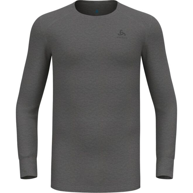 Odlo Warm Top L/S Crew Neck 男性用ロングスリーブレイヤートップ-L-スチールグレー・メランジェ