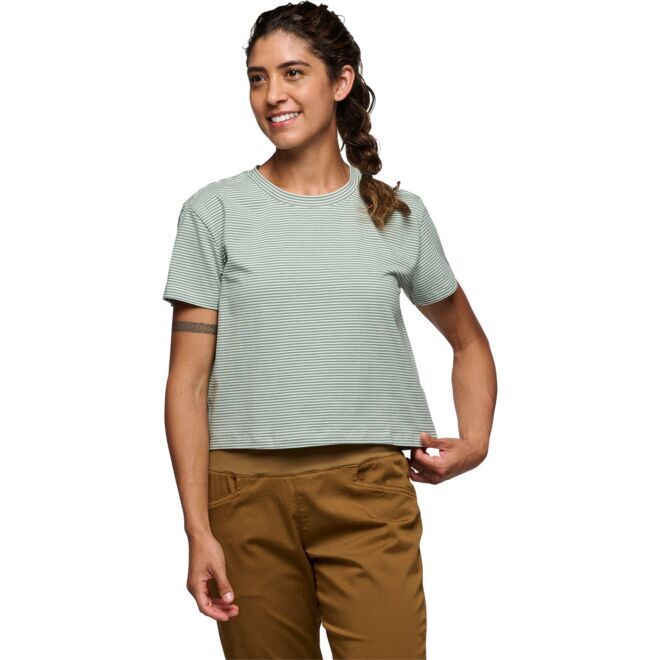 Black Diamond W BD Stripe Crop SS Tee maglietta donna