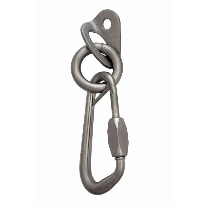 Raumer Placchetta inox Rock Ø10 + Anello Ø10 + Moschettone Ring Safety 13 versione Marina