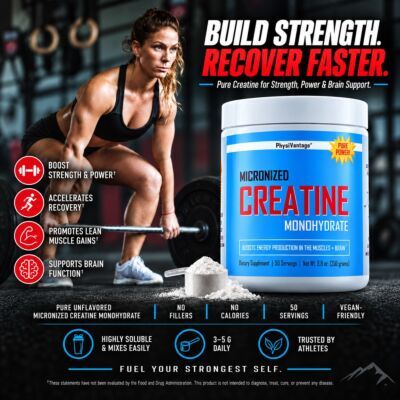 PhysiVantage Pure Creatine Monohydrate Powder creatina monoidrato