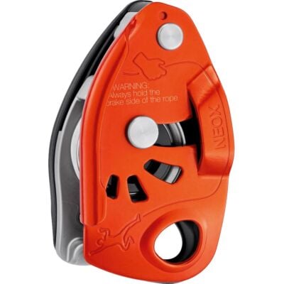 Petzl Neox アシストロック付きビレイデバイスとクライミングカラビナ