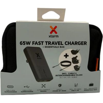 Xtorm 65Wファストトラベルチャージャー + ケーブル + エッセンシャルバッグ ポータブルチャージャー