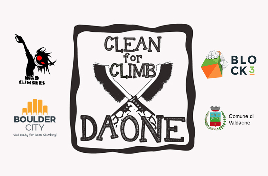 clean for climb 主催者とValdaone自治体のロゴが入ったClean for Climb Daoneのポスター