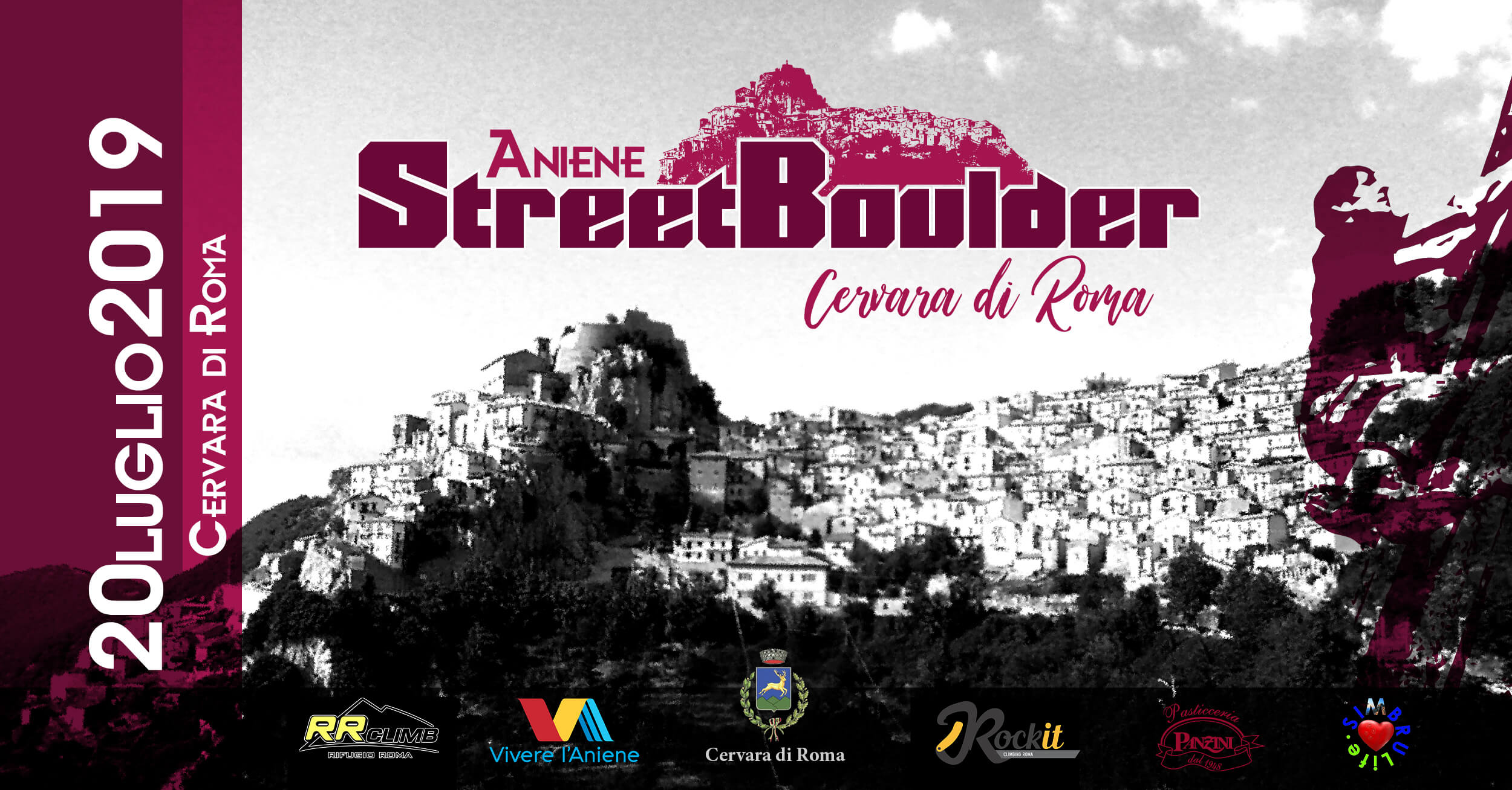 Cervara di RomaのAniene Street Boulderのポスター。日付は2019年7月20日